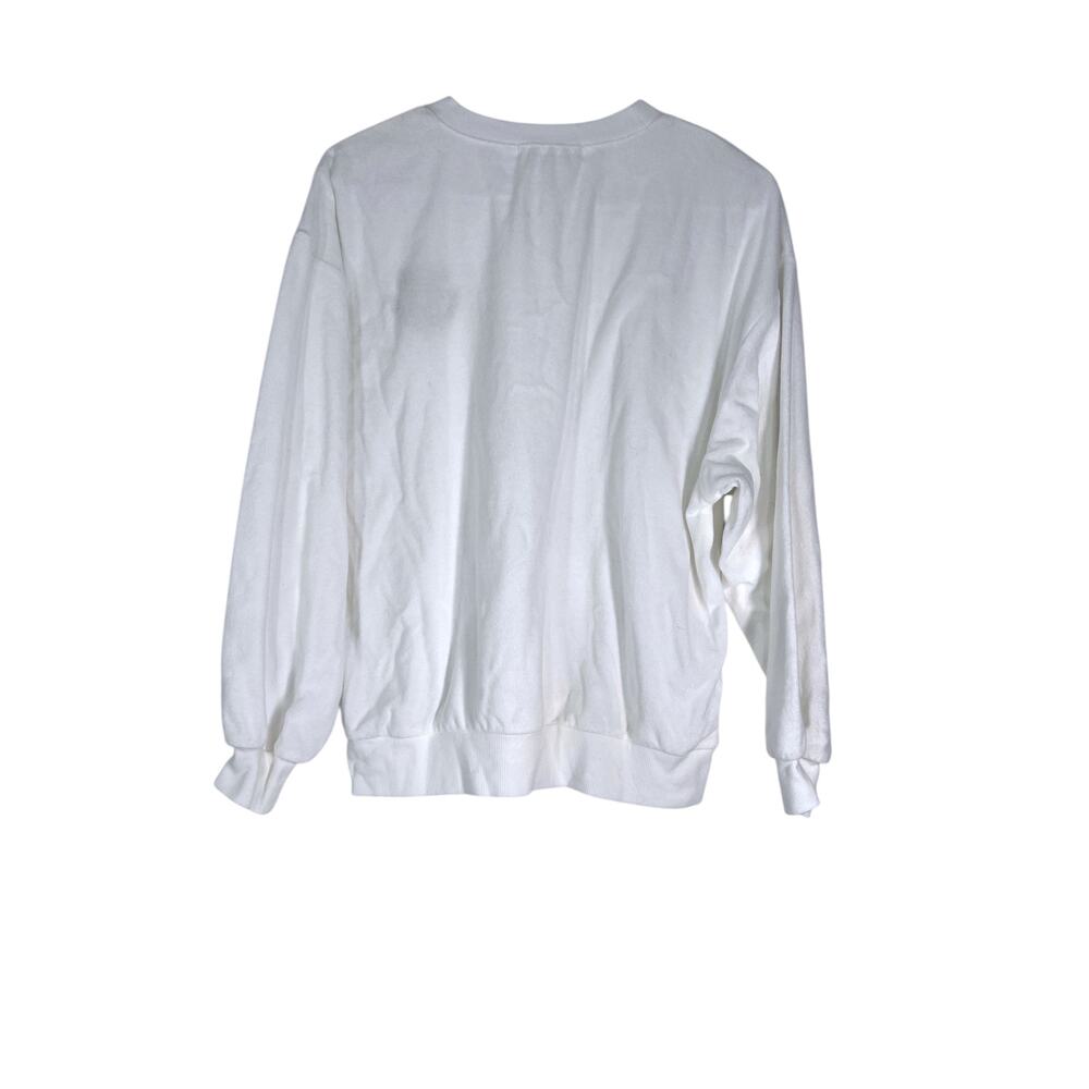 S Terry Crewneck Pullover Sweatshirt Top Tennis Country Club Crest Old Money - Picture 4 of 6